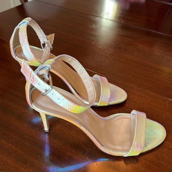 J. Crew Ankle Strap Sandal Size 7 Iridescent Snake Embossed Leather - Picture 7 of 8